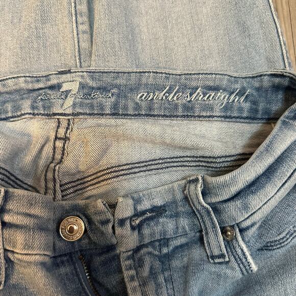 7FAM‎ Ankle Straight Jeans Womens Size 27 Distressed Fringe Hem - Picture 3 of 8